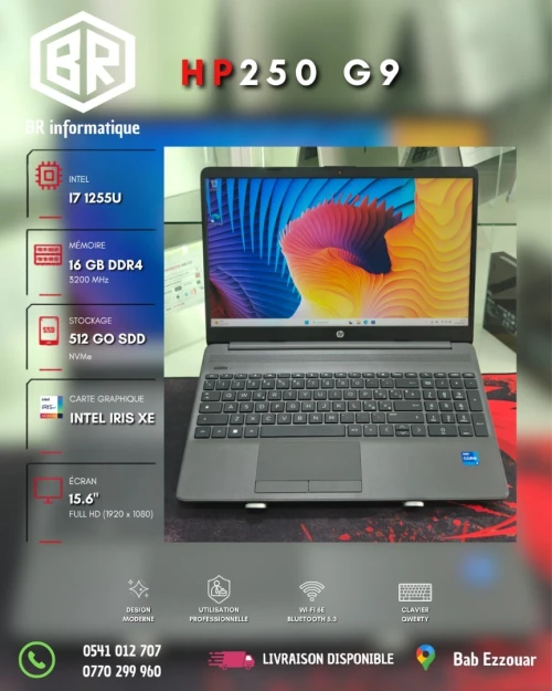 HP 250 G9 INTEL CORE I7 1255U 16GB 512GB SSD NVME 15,6 FULLHD INTEL IRIS XE