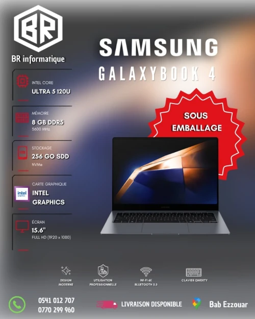 SAMSUNG GALAXY BOOK 4 INTEL 5 120U 8GB 512 GB SSD NEUF SOUS EMBALLAGE