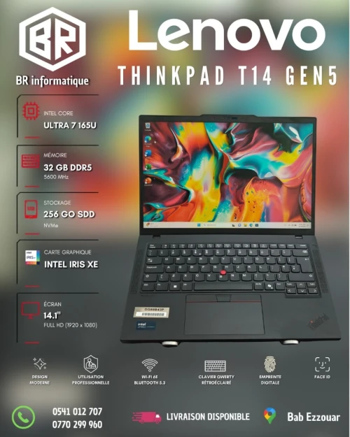 LENOVO THINKPAD T14 GEN5 INTEL CORE ULTRA 7 165U 32GB 256GB SSD NVME 14,1 FULLHD+