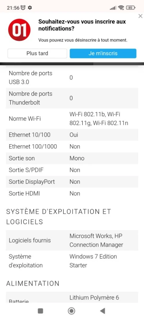 HP mini a vendre