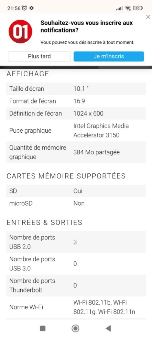 HP mini a vendre