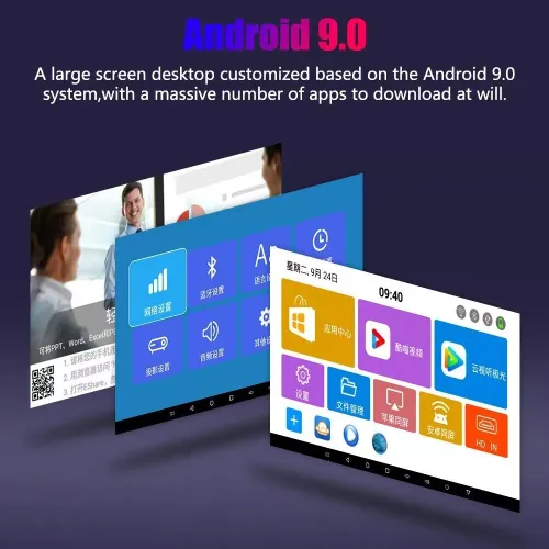 Mini data show home cinéma DLP intelligent 4K HD Android WiFi Bluetooth (avec batterie)
