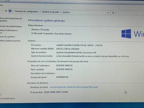 ASUS S14 / INTEL I5 8 EME / 8 G / 256 SSD /14 FHD + CARTBLE