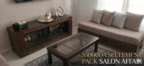 Pack  table tv + table salon + 2 canapés