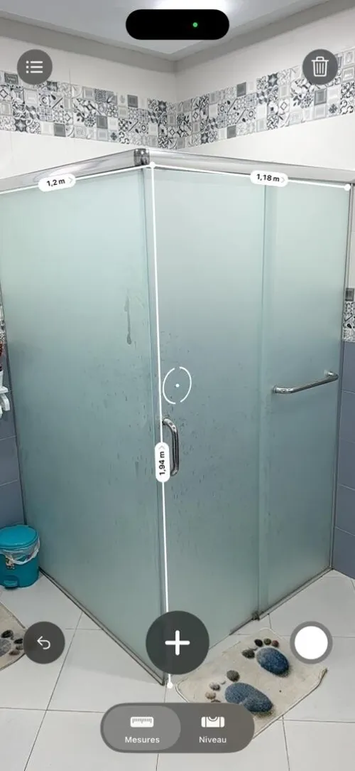 Cabine douche verre trompé