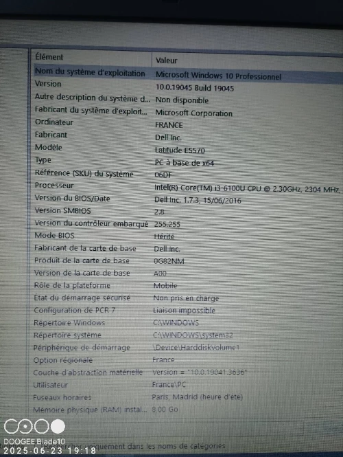 Ordinateur portable Dell i3 ram 8 giga disque dur SSD 