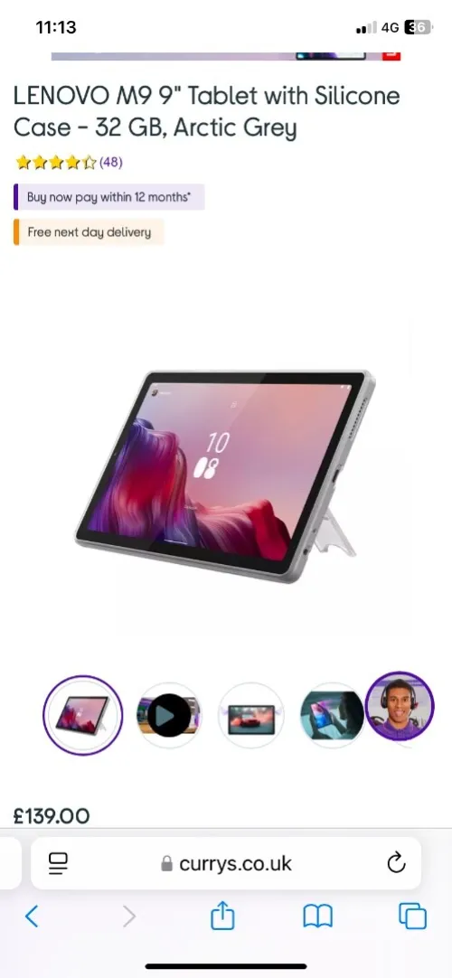 LENOVO Tab M9 9" Tablet With Silicone Case - 32 GB, Arctic Grey Lenovo Tablet M9
