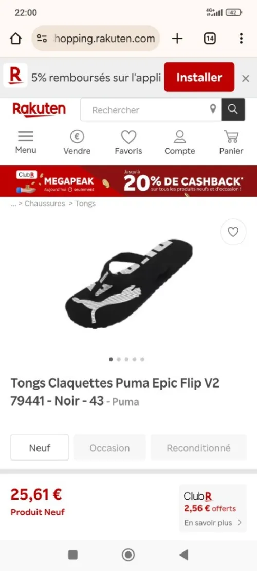 Claquettes tongs Puma 