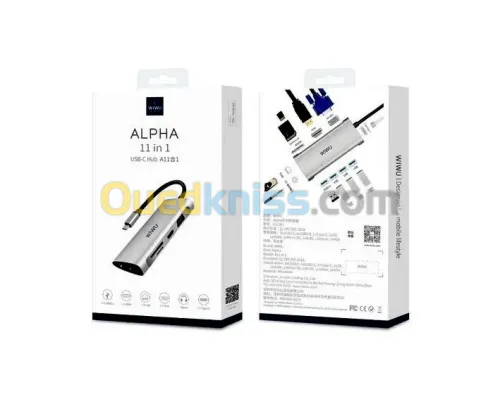 WIWU Alpha 11 en 1 - Hub USB-C  - GRIS 