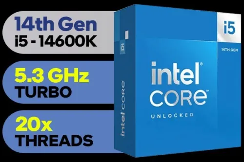 PROCESSEUR INTEL CORE I5-14600K - 14 CŒURS - 24 MO CACHE - JUSQU'À 5,30 GHZ - INTEL 1700 - 125 W - 