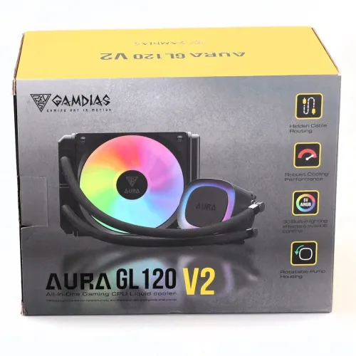 GAMDIAS AURA GL120 V2 - WATERCOOLING AIO120 MM - INTEL & AMD - ARGB - 5V 3-PIN - 2600 RPM - BLACK