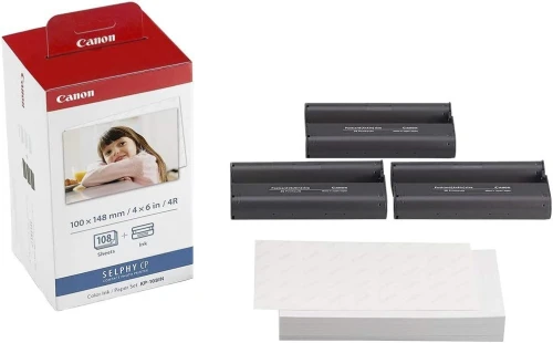 CANON SELPHY KP-108IN - PAPIER PHOTO - 108 TIRAGES ORIGINALE -  ENCRE ET PAPIER - CP1000 & CP1500