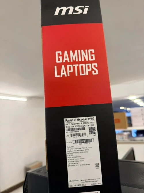 MSI RAIDER 18 HX A2XWIG - INTEL ULTRA 9 285HX - 64GB RAM - 4TB NVME - RTX 5080 16GB - UHD+ 120HZ - WINDOWS 11
