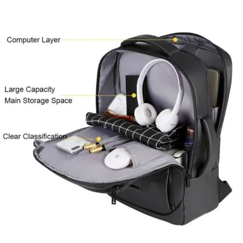 SAC A DOS MEINAILI 1901 15.6" - PORT LAPTOP & MACBOOK - ORIGINAL - MPERMÉABLE - NOIR & GRIS