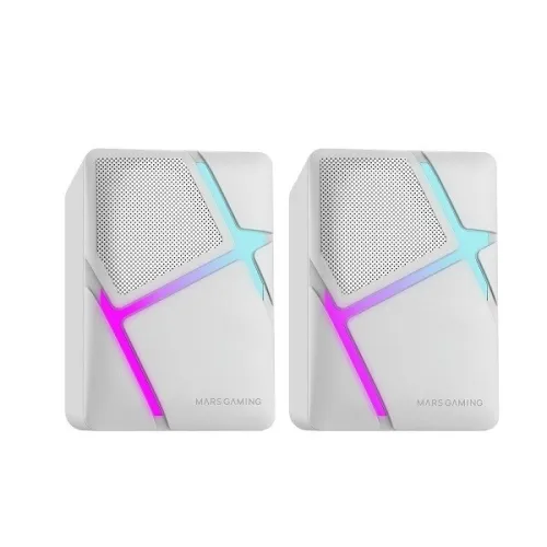 MARS GAMING MS-H - SPEAKER PC 10W - COMPACTES - jack 3,5 mm - MUSIC & GAMING - RVB LIGHTNING - WHITE