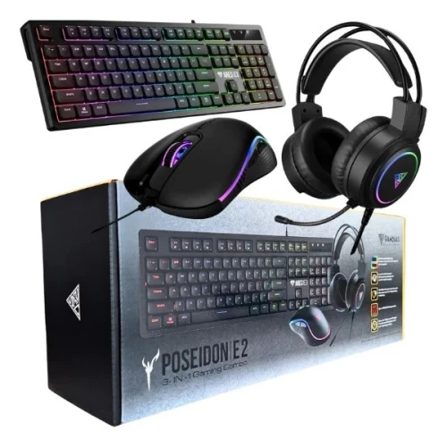 GAMDIAS POSEIDON E2 3 EN 1 COMBO - CLAVIER + SOURIS RGB + CASQUE GAMING - LOW PROFILE - BLACK