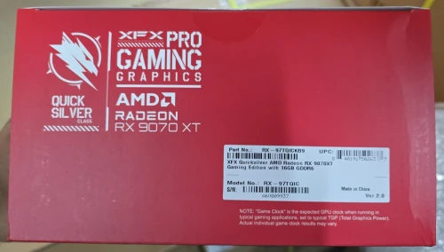 XFX QUICK SILVER RADEON RX 9070 XT 16GB - PRO GAMING -PCIe 4.0 - GDDR6 -RAY TRACING - 3X FANS -BLACK