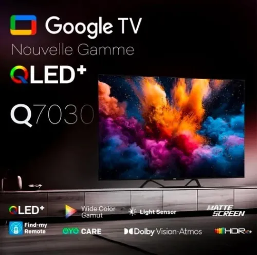 TV IRIS 75" Q7030 UHD 4K - QLED+ Smart GOOGLE TV ANDROID - 75 POUCES - WIFI - 60 Hz -Ethernet -HDMI