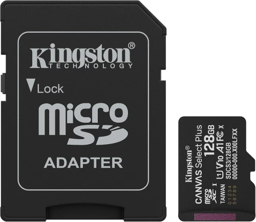 KINGSTON CANVAS SELECT PLUS SDCS3 128GB - MICRO SDXC 128GB - UHS-I CLASSE 10 - AVEC ADAPTATEUR SD - BLACK