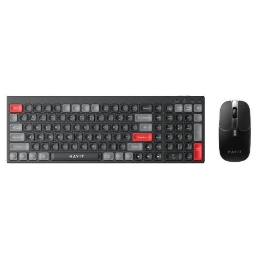 HAVIT KB830WB BLACK - PACK CLAVIER + SOURIS SANS FIL - CONNEXION 2.4GHZ - SILENCIEUX - ERGONOMIQUE - BLACK