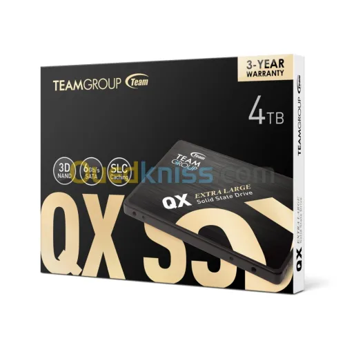 TEAMGROUP QX 4TB SSD - 2,5" SATA III - JUSQUA 560 MO/S - RÉSISTANT - SILENCIEUX - 3D QLC NAND -BLACK