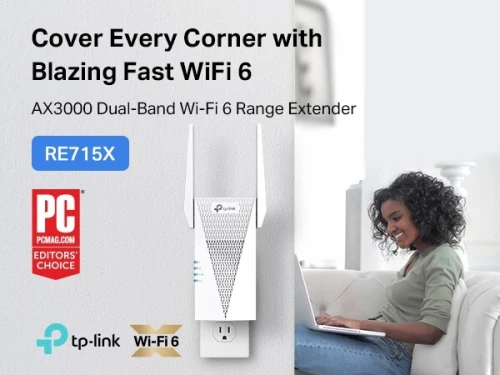 TP-LINK RE715X - POINT D'ACCÈS REPETEUR AX3000 WIFI 6 - 2 ANTENNES - OFDMA - EASY MESH - 5GHz - WPS