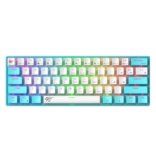 HAVIT KB903L BLUE - CLAVIER MÉCANIQUE GAMING - RGB BACKLIT - SWITCHES RED / WHITE - 61 TOUCHES - ULTRA COMPACT - BLUE