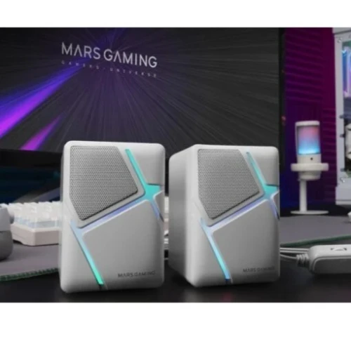 MARS GAMING MS-H - SPEAKER PC 10W - COMPACTES - jack 3,5 mm - MUSIC & GAMING - RVB LIGHTNING - WHITE