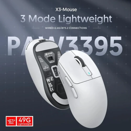 ATTACK SHARK X3 - SOURIS FILAIRE & SANS FIL - BLUETOOTH - 2.4G - 6 BOUTONS -26000 DPI- 1KHZ - WHITE