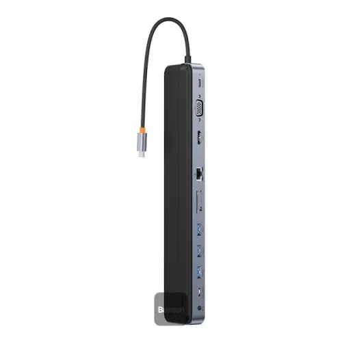 BASEUS ELITEJOY GEN 2 - STATION D ACCUEIL USB-C 11 EN 1 - HUB MULTIPORT - POWER DELIVERY 100W - GRIS
