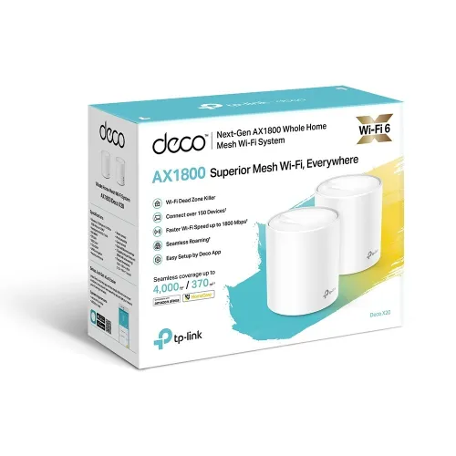 TP-LINK DECO X20 2PACK - ROUTEUR WIFI6 AX1800 MESH - 1800 MBPS - 5GHZ - OFDMA - MU-MIMO -ETHRENET