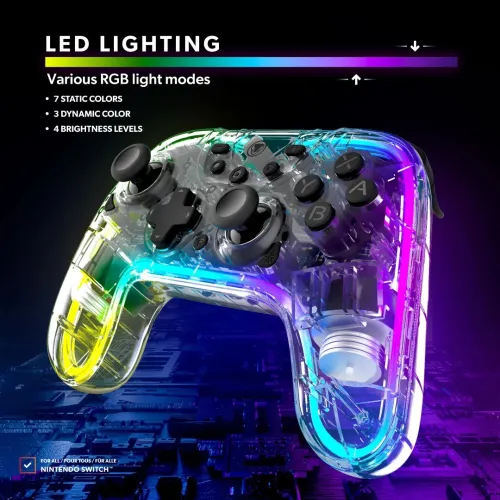 SNAKEBYTE GAMEPAD RGB S - MANETTE SANS FIL - PC - NINTENDO SWITCH OLED / LITE - RGB TURBO -VIBRATION