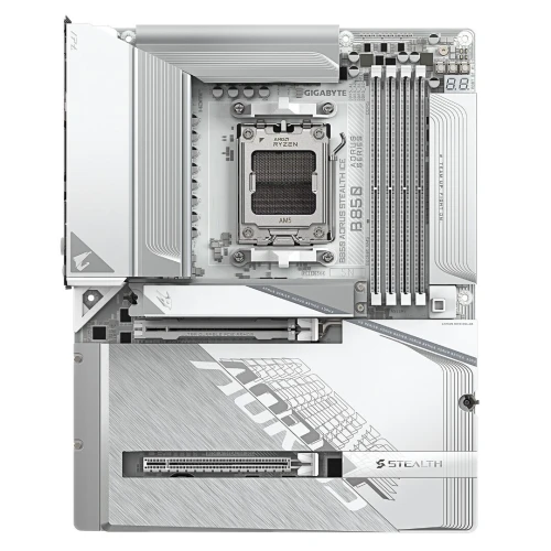 GIGABYTE B850 AORUS STEALTH ICE - CARTE MÈRE ATX - SOCKET AM5 - 4 x DDR5 - 1 x PCIe 5.0 X16 - 4 x M.2 NVMe - WIFI 7 - BT 5.4 - LAN 5GBE - USB 3.2 - WHITE