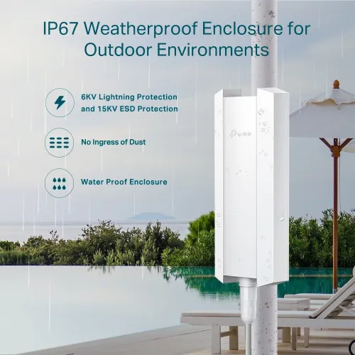 TP-LINK EAP610 OUTDOOR - POINT D'ACCÈS AX1800 WIFI6 - INDOOR OUTDOOR IP67 - MESH OMADA - BLANC 