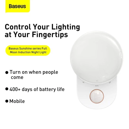 Baseus Home Lampe LED à induction Full Moon Human Body, 1800 mAh, Blanc