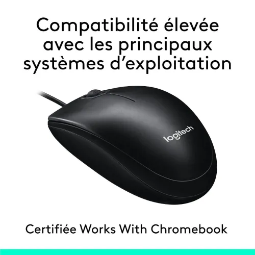 LOGITECH MOUSE M100 - SOURIS FILAIRE - AMBIDEXTRE - CAPTEUR OPTIQUE 1000 DPI - 3 BOUTONS - BLACK