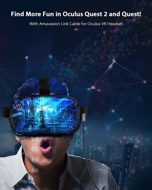 Cable OCULUS META QUEST 2 & 3 - TYPE-C 5M - PC VR LINK HAUTE VITESSE -
