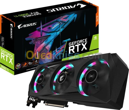 Gigabyte GeForce RTX 3060 Ti 8 Go GDDR6 Aorus Elite - PCI-E x16 4.0 avec 2 HDMI et 2 DisplayPort - 