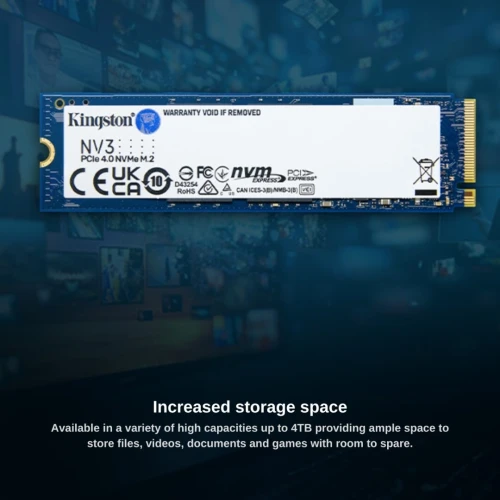 KINGSTON NV3 PCIE 4.0 NVME SSD M.2 - 1TB - PCIE 4.0 - GEN 4 - JUSQU'À 6000 MB/S - PC & LAPTOP - BLACK