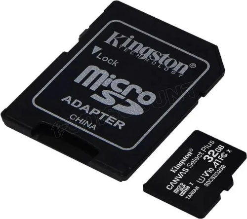KINGSTON CANVAS SELECT PLUS SDCS3 32GB - MICRO SDXC 32GB - UHS-I CLASSE 10 - AVEC ADAPTATEUR SD - BLACK
