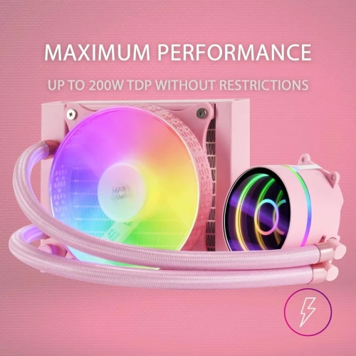 WATERCOOLING MARS GAMING ML-ONE120- MULTI SOCKET- TDP 200W- INFINITY MIRROR- FRGB SILENT FAN- PINK 