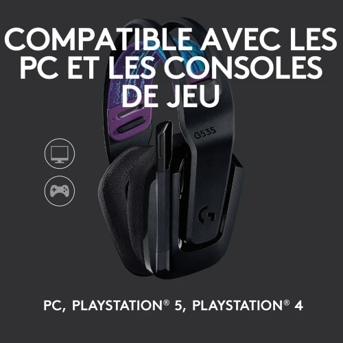 CASQUE GAMING LOGITECH G535 - SANS FIL - LIGHTSPEED - MICRO UNIDIRECTIONNEL - PC / PS4 / PS5 - BLACK