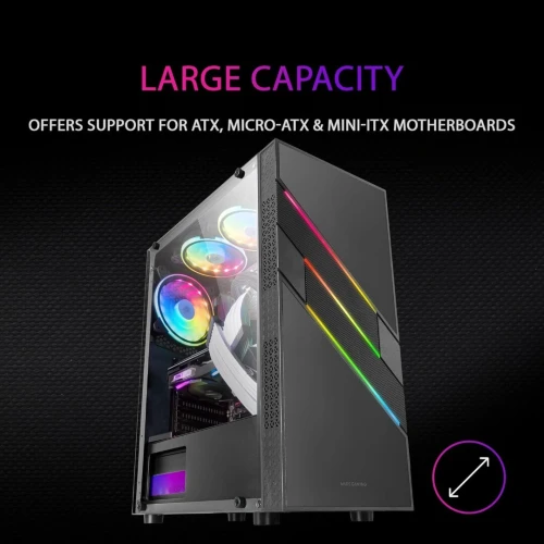 MARS GAMING MC-U3 - BOITIER ATX - VERRE TREMPÉ - ARGB - 1 FAN - USB 3.0 - MICRO & MINI ATX - BLACK