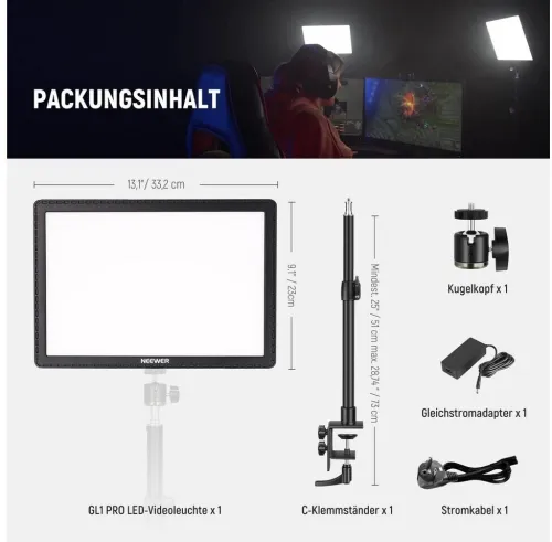 LAMPE LED NEEWER GL1 PRO 15.5 POUCES - LUMIERE STUDIO PROFESSIONNELLE