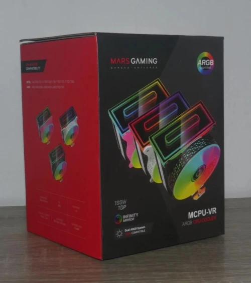 AIR COOLING MARS GAMING MCPU-VR- INFINITY MIRROR ARGB- TDP 180W-120MM ULTRA SILENCIEUX- Noir& Blanc 