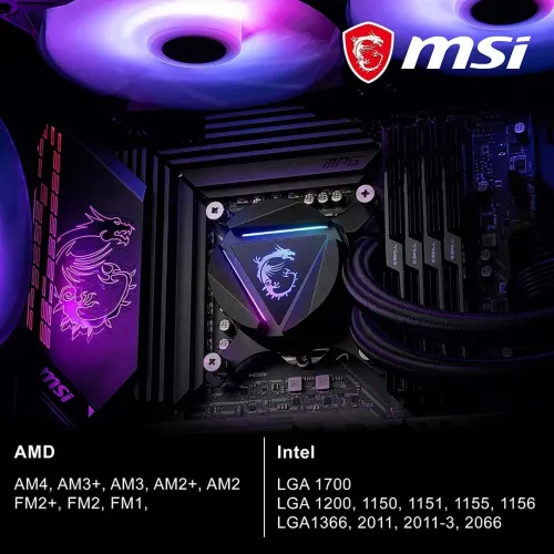 WATERCOOLING MSI MAG CORELIQUID 240R V2 - 240mm ARGB pour processeur Intel/AMD- Noir 