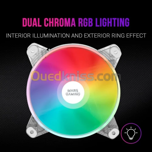 VENTILATEUR MARS GAMING MFD CHROMA RGB 120Mm- ULTRA SILENCIEUX - MOLEX - ANTI VIBRATION- TRANSPARENT