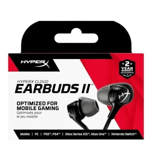 HYPERX CLOUD EARBUDS II - ÉCOUTEURS GAMING FILAIRES -JACK 3.5 - MIC INTÉGRÉ - MULTIPLATFORME -BLACK