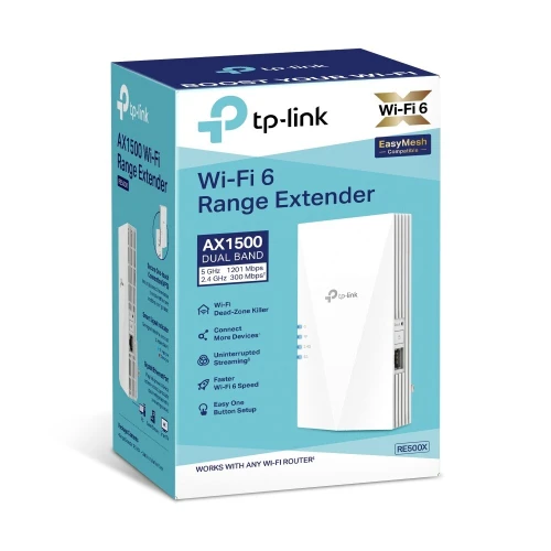 TP-LINK RE500X AX1500 - RÉPÉTEUR WIFI 6 - AX1500 MBPS - GIGABIT - 5 GHZ - DUAL BAND - 300 MBPS -