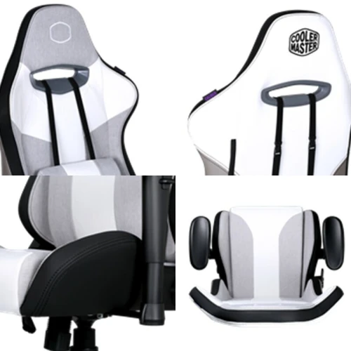 COOLER MASTER CHAISE GAMING CALIBRE R3C - TISSU - INCLINABLE 180 -ACCOUDOIRS 2D -150 KG -GRY & WHITE